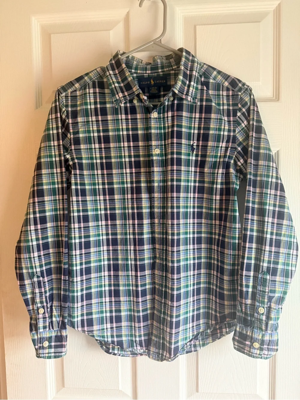 Ralph Lauren Green Navy Yellow Plaid Button-Down Shirt